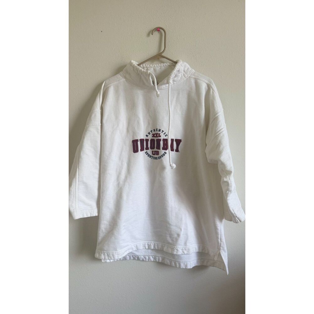 Vintage Unionbay Hoodie Womens M Made USA 90s Oversized Short Sleeve Sweatshirt